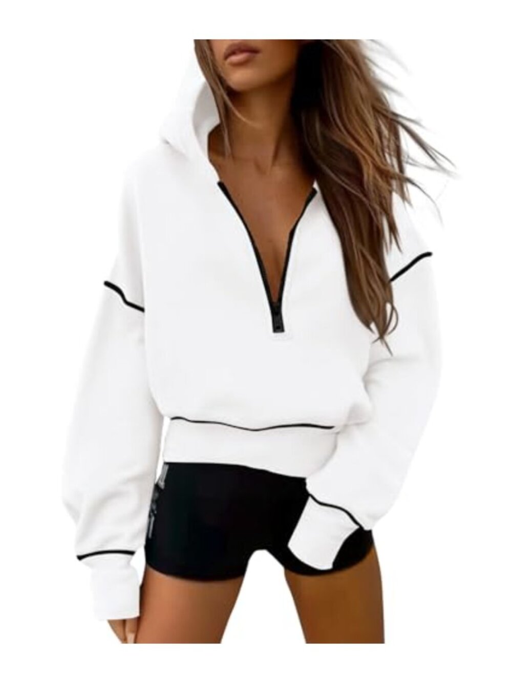 PRETTYGARDEN Women's Half Zip Cropped Hoodie Sweatshirt Fleece Lined
